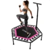 Zonovi Fitness Trampoline 250 Kilo – Mini Trampoline – Kleine Trampoline – Sport Trampoline – Met Elastieken – Zwart – Roze – 106 Cm – 42 Inch.