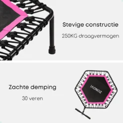 Zonovi Fitness Trampoline 250 Kilo – Mini Trampoline – Kleine Trampoline – Sport Trampoline – Met Elastieken – Zwart – Roze – 106 Cm – 42 Inch. -RHRQuality winkel 1200x1200 655