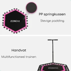 Zonovi Fitness Trampoline 250 Kilo – Mini Trampoline – Kleine Trampoline – Sport Trampoline – Met Elastieken – Zwart – Roze – 106 Cm – 42 Inch. -RHRQuality winkel 1200x1200 656