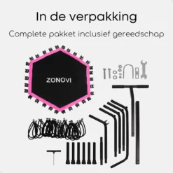 Zonovi Fitness Trampoline 250 Kilo – Mini Trampoline – Kleine Trampoline – Sport Trampoline – Met Elastieken – Zwart – Roze – 106 Cm – 42 Inch. -RHRQuality winkel 1200x1200 657