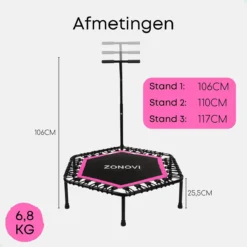 Zonovi Fitness Trampoline 250 Kilo – Mini Trampoline – Kleine Trampoline – Sport Trampoline – Met Elastieken – Zwart – Roze – 106 Cm – 42 Inch. -RHRQuality winkel 1200x1200 658