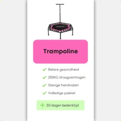 Zonovi Fitness Trampoline 250 Kilo – Mini Trampoline – Kleine Trampoline – Sport Trampoline – Met Elastieken – Zwart – Roze – 106 Cm – 42 Inch. -RHRQuality winkel 1200x1200 659