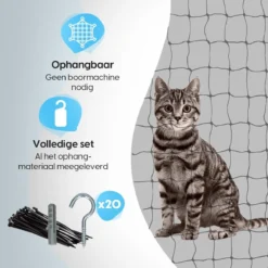 Kattennet Voor Balkon 4 X 10 M - Kattennet - Katten Gaas - Zwart 13 Kattennet Voor Balkon 4 X 10 M - Kattennet - Katten Gaas - Zwart -RHRQuality winkel 1200x1200 80