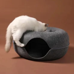 Merkloos A.K.A. Kattentunnel En Kattenmand In-1 – Kattenspeelgoed Speeltunnel Kattenhuis – Kattenhol Rond Kattenspeeltjes - Cat Cave Donut - Antraciet Vilt -RHRQuality winkel 1200x1200 90