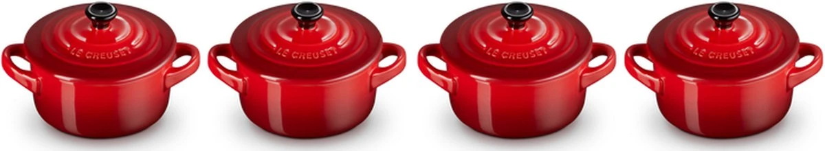 Le Creuset Aardewerken Mini Pannetjes Set Van 4 Stuks Kersenrood 4 Le Creuset Aardewerken Mini Pannetjes Set Van 4 Stuks Kersenrood - Afbeelding 4