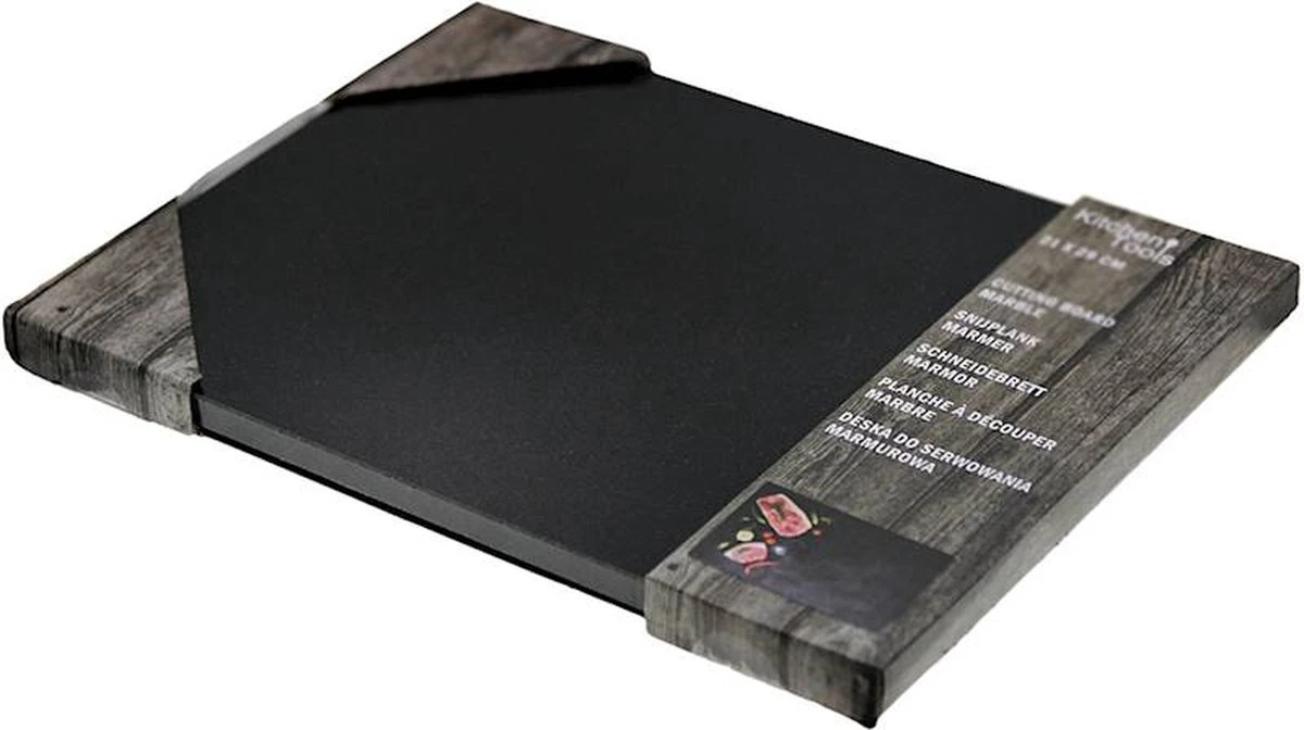 Marmeren Snijplank - Serveersteen - 30 X 40 Cm - Anti-slip Voetjes - Zwart 3 Marmeren Snijplank - Serveersteen - 30 X 40 Cm - Anti-slip Voetjes - Zwart - Afbeelding 3
