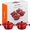 Le Creuset Aardewerken Mini Pannetjes Set Van 4 Stuks Kersenrood