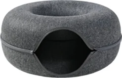 Merkloos A.K.A. Kattentunnel En Kattenmand In-1 – Kattenspeelgoed Speeltunnel Kattenhuis – Kattenhol Rond Kattenspeeltjes - Cat Cave Donut - Antraciet Vilt -RHRQuality winkel 1200x773