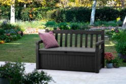 Keter Eden Garden Bench Opbergbank - 265L - 140x60x84cm - Zwart/Grijs -RHRQuality winkel 1200x800 50