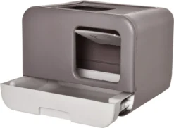 Kattenbak - 2 Uitgangen - Kattentoilet - Uitschuifbare Bodem - Met Schepje - Grijs 53 X 40 X 40 Cm -RHRQuality winkel 1200x884