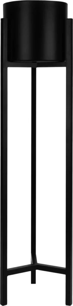 QUVIO Plantenstandaard Inclusief Pot - Staande Plantenbak - Metaal - Plantenbak - Plantenhouders - Planten Zuilen - Voor Buiten - Bloempot - 22 X 22 X 90 Cm - Zwart -RHRQuality winkel 287x1200