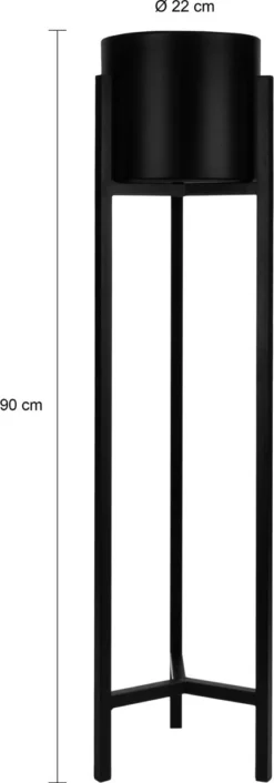 QUVIO Plantenstandaard Inclusief Pot - Staande Plantenbak - Metaal - Plantenbak - Plantenhouders - Planten Zuilen - Voor Buiten - Bloempot - 22 X 22 X 90 Cm - Zwart -RHRQuality winkel 420x1200