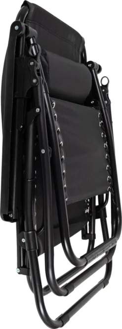 Luxe Ligstoel Met Hoofdsteun & Voetsteun - Verstelbare Rugleuning - Zonnebed Relaxstoel Voor Tuin/Terras/Strand/Balkon/Zwembad/Camping - Inklapbaar - Weerbestendig - Zwart -RHRQuality winkel 445x1200