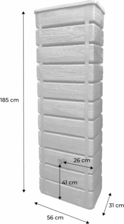 Regenton Muurtank, Grandval 300L, Antraciet Kunststof, Imitatiehout, Met Gootaansluitset Inbegrepen -RHRQuality winkel 669x1200