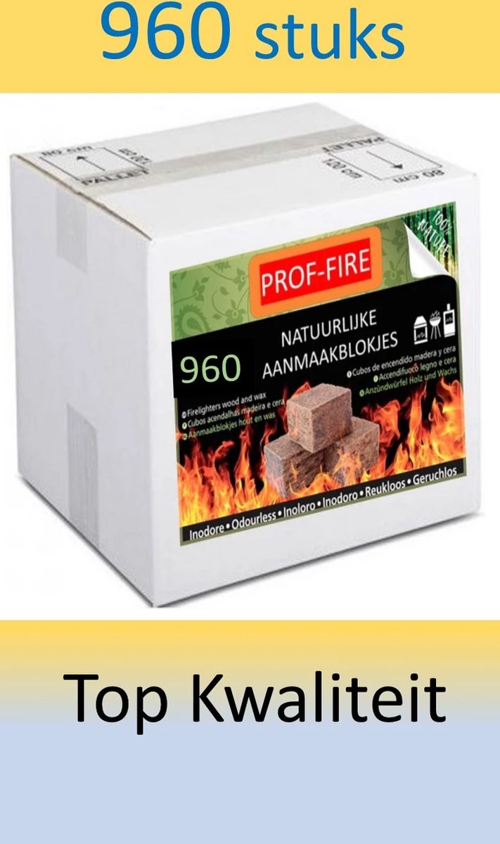 Prof-Fire - Doos Met 960 Aanmaakblokjes - CO2 Neutraal - Milieuvriendelijk - Fire-Up Kwaliteit 1 Prof-Fire - Doos Met 960 Aanmaakblokjes - CO2 Neutraal - Milieuvriendelijk - Fire-Up Kwaliteit