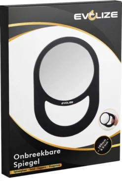 Evolize Onbreekbare Spiegel Met Handvat - Ø 16,5 Cm - Ophangbaar - Rond - Handspiegel - Kappersspiegel - Reisspiegel - Make Up - Afmeting: 28 X 19 Cm - Zwart -RHRQuality winkel 809x1200
