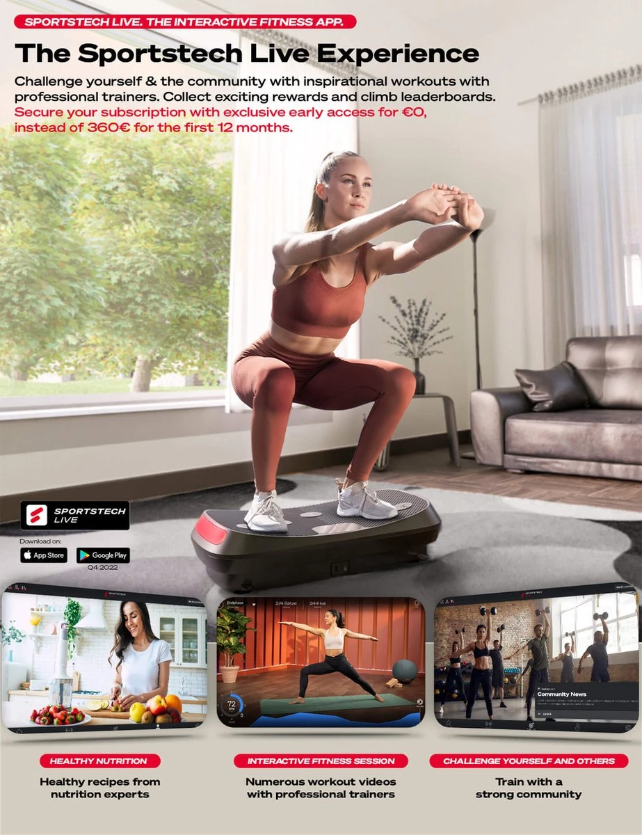 Sportstech Germany - 4D-trilplaat VP400 Met Uniek Gebogen Ontwerp 5 Sportstech Germany - 4D-trilplaat VP400 Met Uniek Gebogen Ontwerp - Afbeelding 5