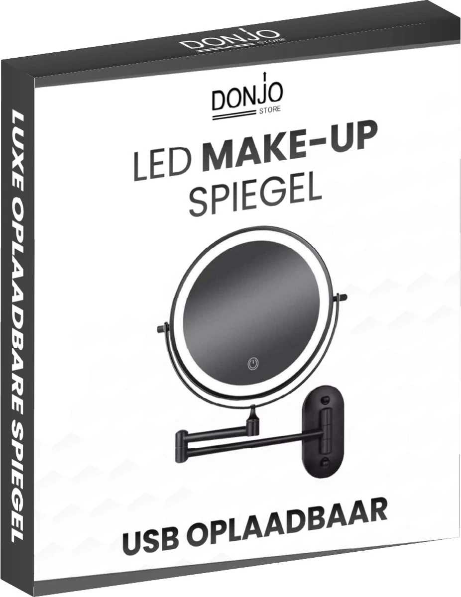 Make Up - Spiegel - Led Verlichting - 10X Vergroting - 3 Lichtstanden - Wandspiegel Rond - Badkamer - Mat Zwart - Draadloos 11 Make Up - Spiegel - Led Verlichting - 10X Vergroting - 3 Lichtstanden - Wandspiegel Rond - Badkamer - Mat Zwart - Draadloos - Afbeelding 11