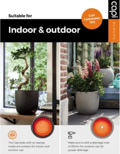 Capi Europe - Bloempot Bol Rib NL - 35x34 - Antraciet - Voor Binnen En Buiten - KOFZ932 -RHRQuality winkel 933x1200 1